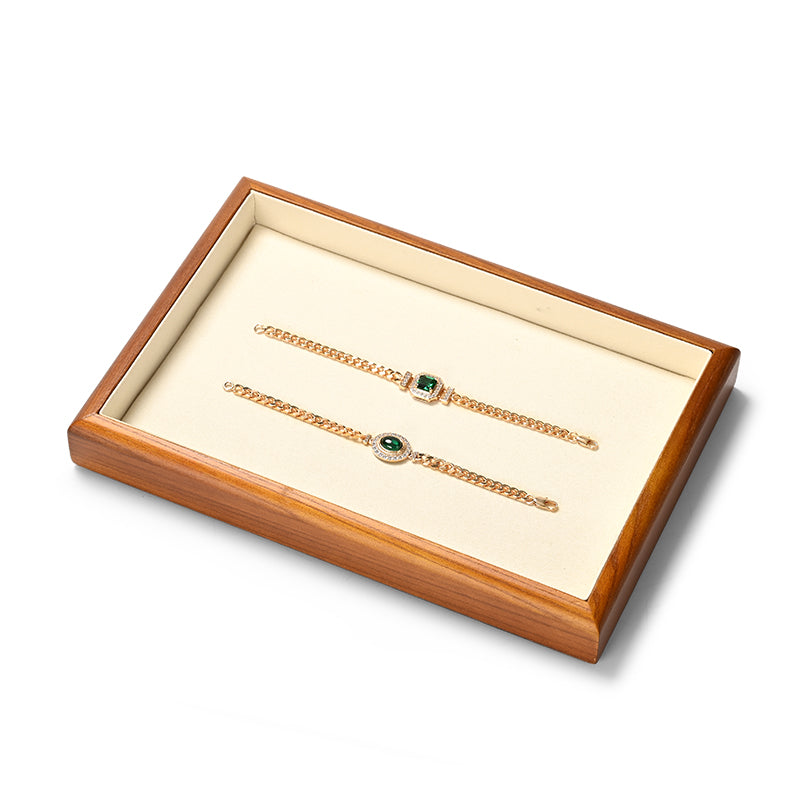 FANXI solid wood jewelry tray for displaying bracelets, rings, and necklaces.P180-182