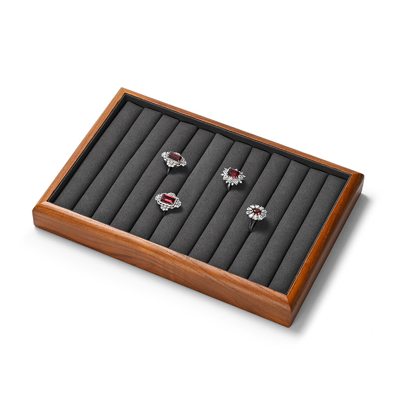 FANXI solid wood jewelry tray for displaying bracelets, rings, and necklaces.P180-182