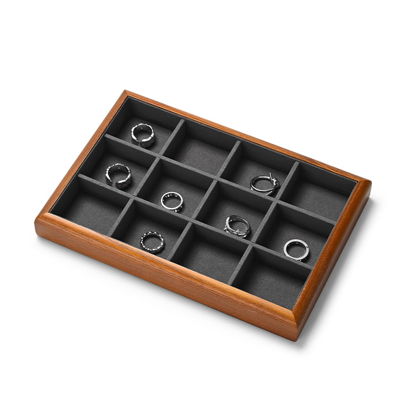 FANXI solid wood jewelry tray for displaying bracelets, rings, and necklaces.P180-182