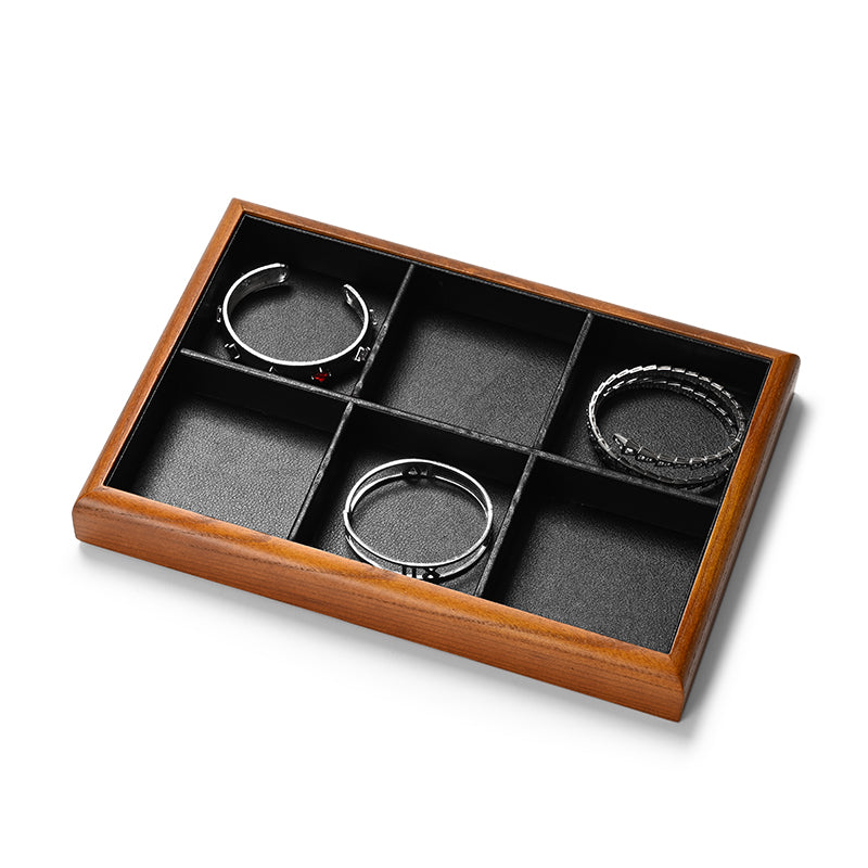 FANXI solid wood jewelry tray for displaying bracelets, rings, and necklaces.P180-182