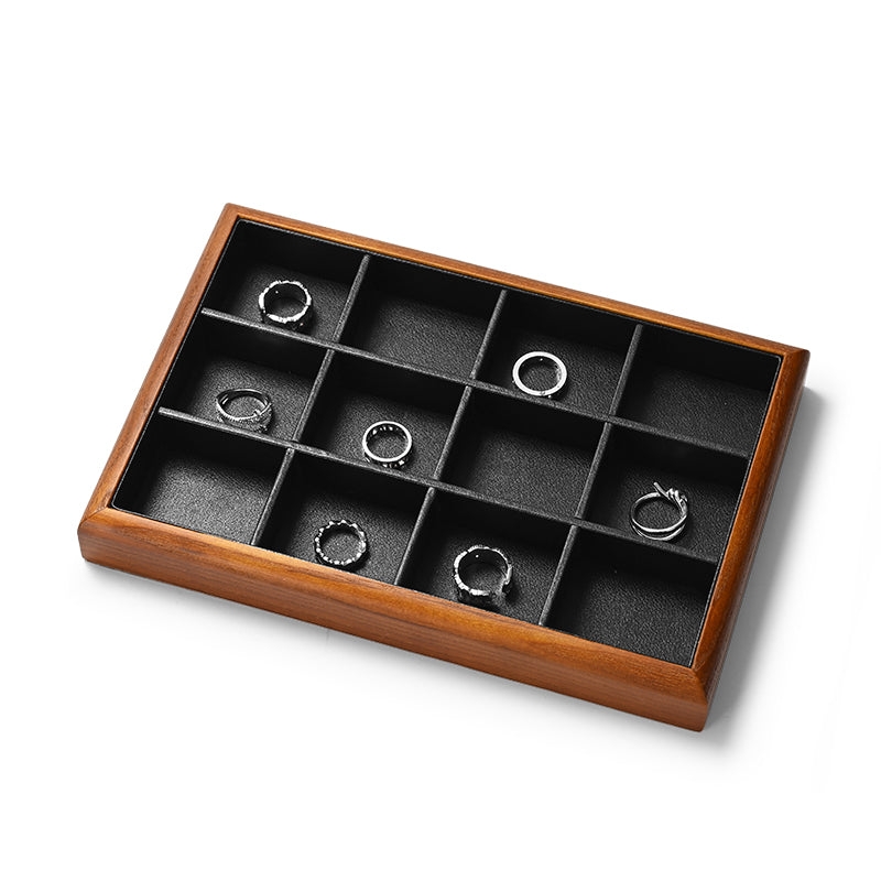 FANXI solid wood jewelry tray for displaying bracelets, rings, and necklaces.P180-182