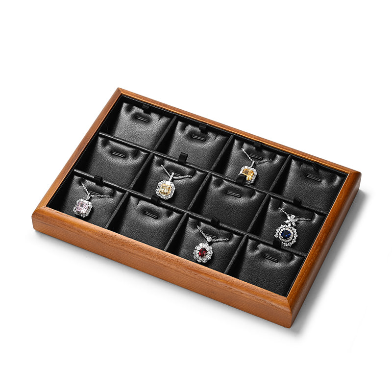 FANXI solid wood jewelry tray for displaying bracelets, rings, and necklaces.P180-182