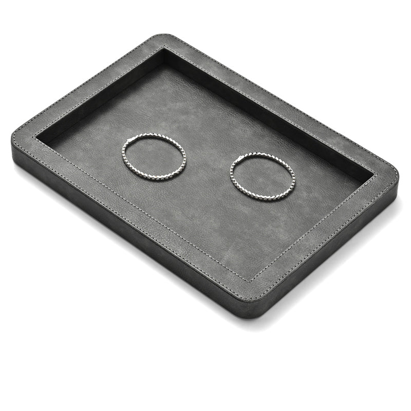 Elegant Round Black/Gray/Green Stitching Jewelry Display Tray P214