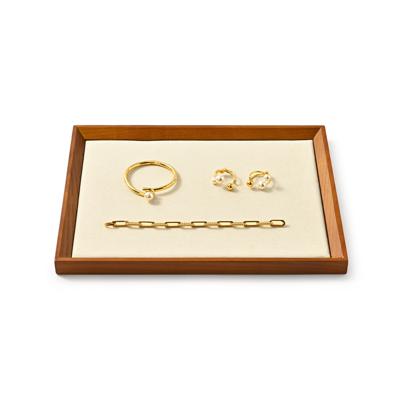 Solid Wood Flat Microfiber Jewelry Display Tray SM115/SM116