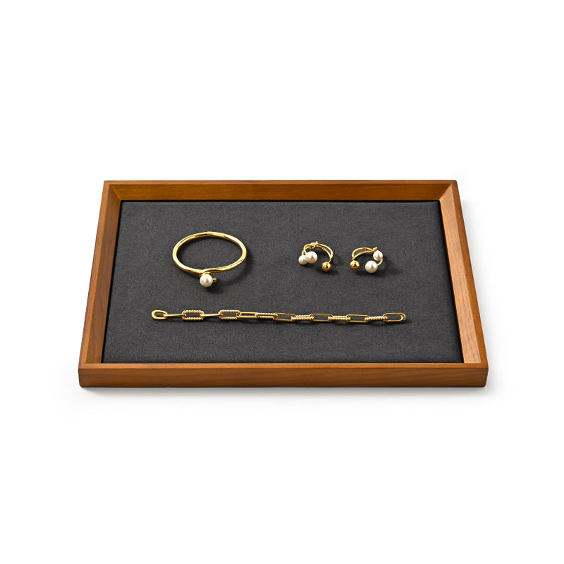 Solid Wood Flat Microfiber Jewelry Display Tray SM115/SM116