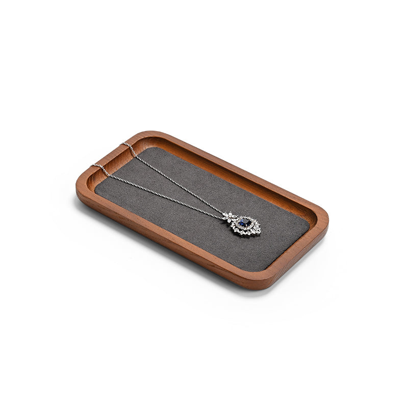 Solid Wood Flat Microfiber Jewelry Display Tray SM130