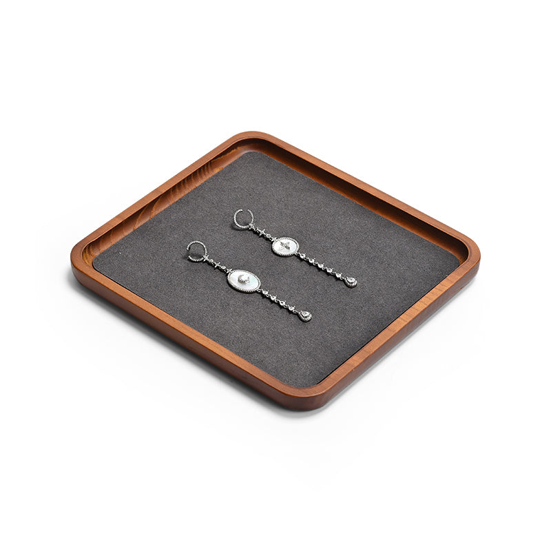 Solid Wood Flat Microfiber Jewelry Display Tray SM130