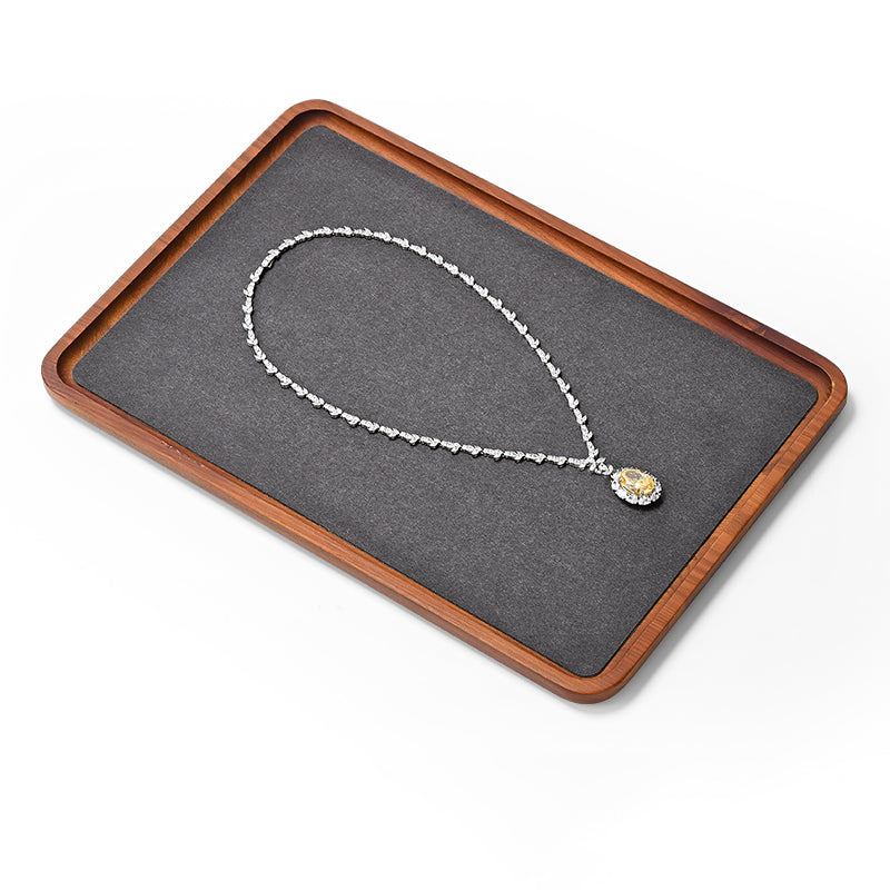 Solid Wood Flat Microfiber Jewelry Display Tray SM130