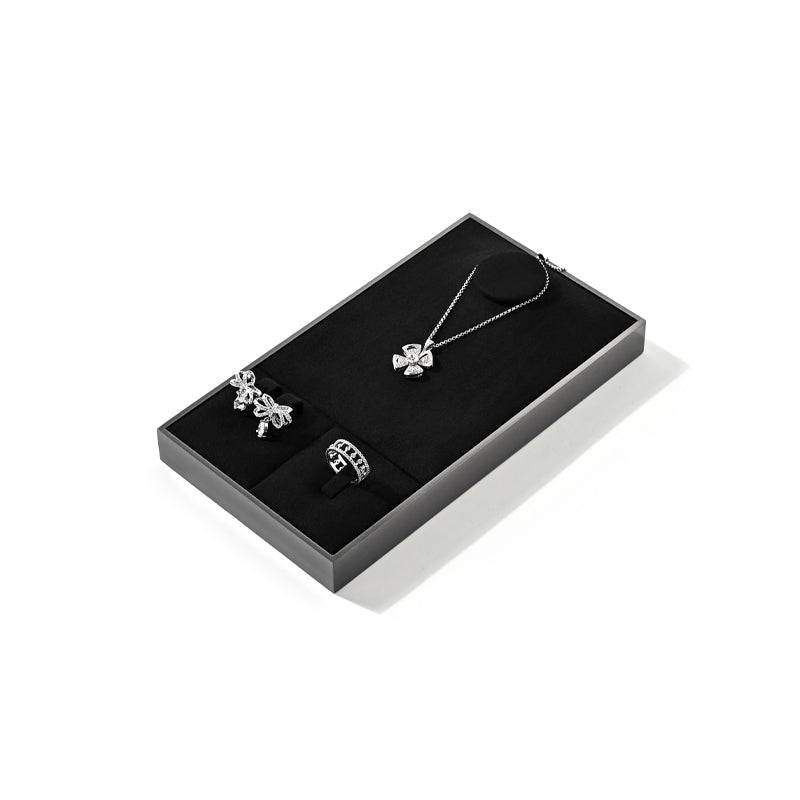 FANXI Black Microfiber Earrings Ring Necklace Jewelry Display Set TT369