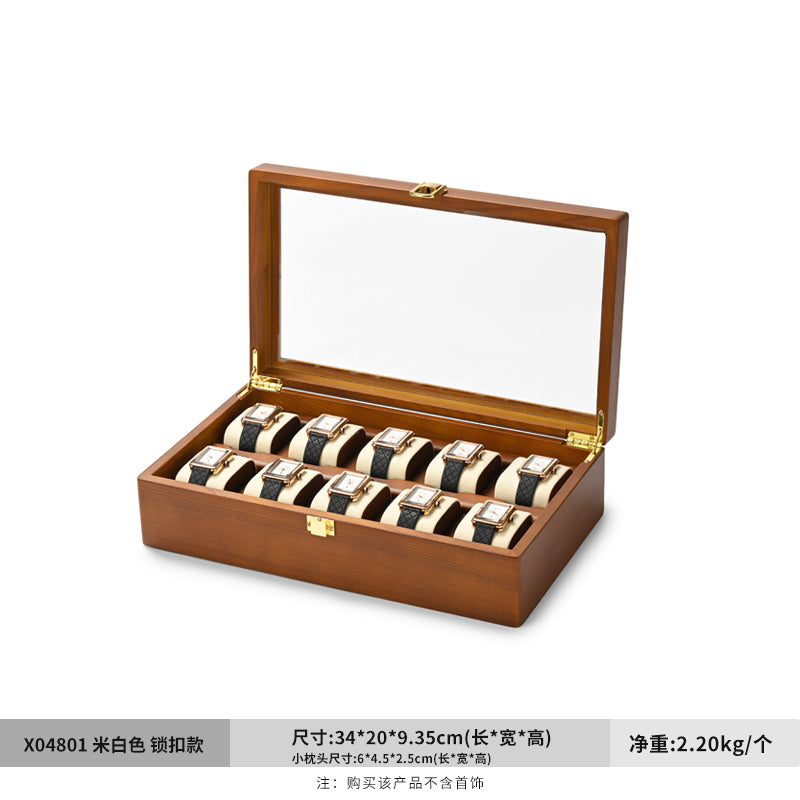 FANXI Jewelry Wood 10-Watches Personal Colletion Storage Box X048