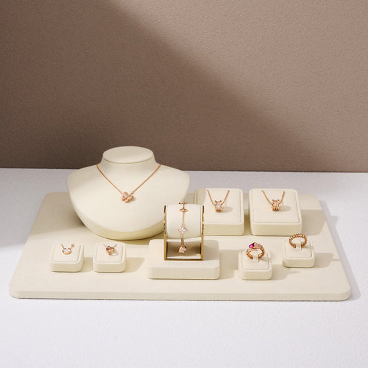 Beige Microfiber Ring Jewelry Display Set TT164