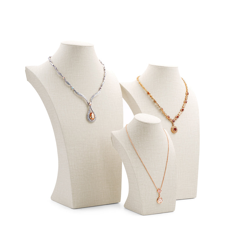 White PU Leather Necklace Bust Display Stand RX056