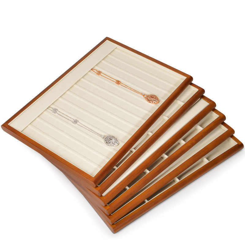 Wood White Microfiber Jewelry Display Tray P082