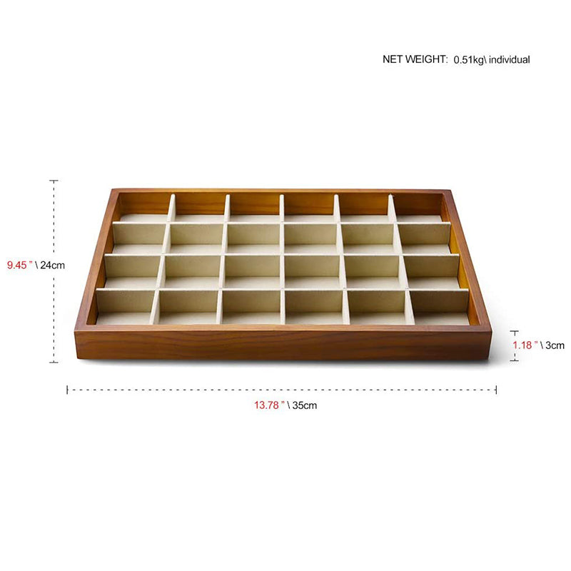 Cream White Wood Stackable Jewelry Organizer Tray 24 Grids P05101