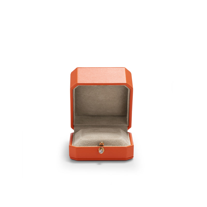 Orange Octagonal Leatherette Jewelry Box H136