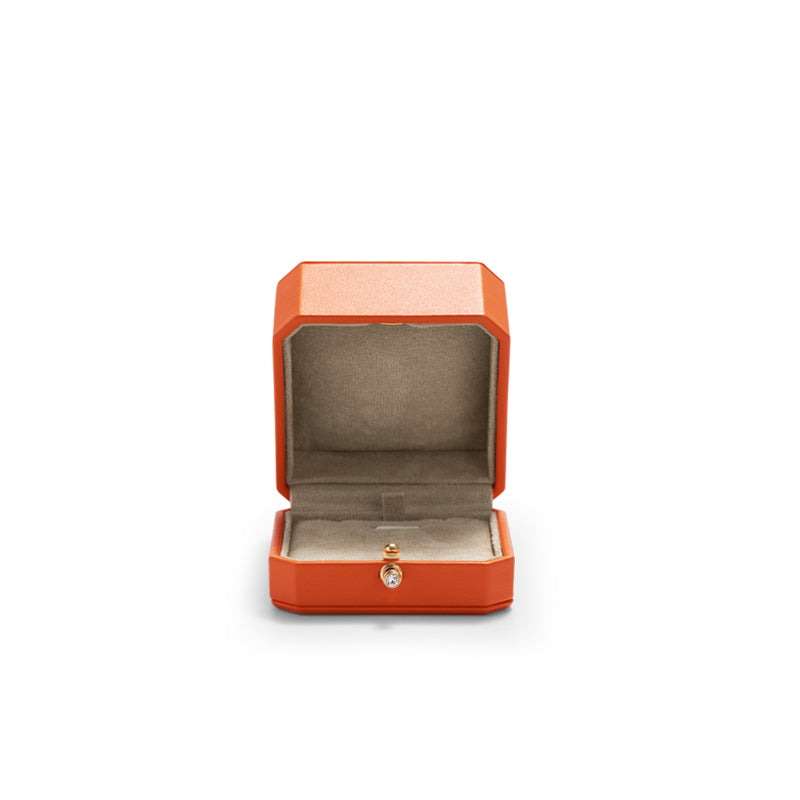 Orange Octagonal Leatherette Jewelry Box H136