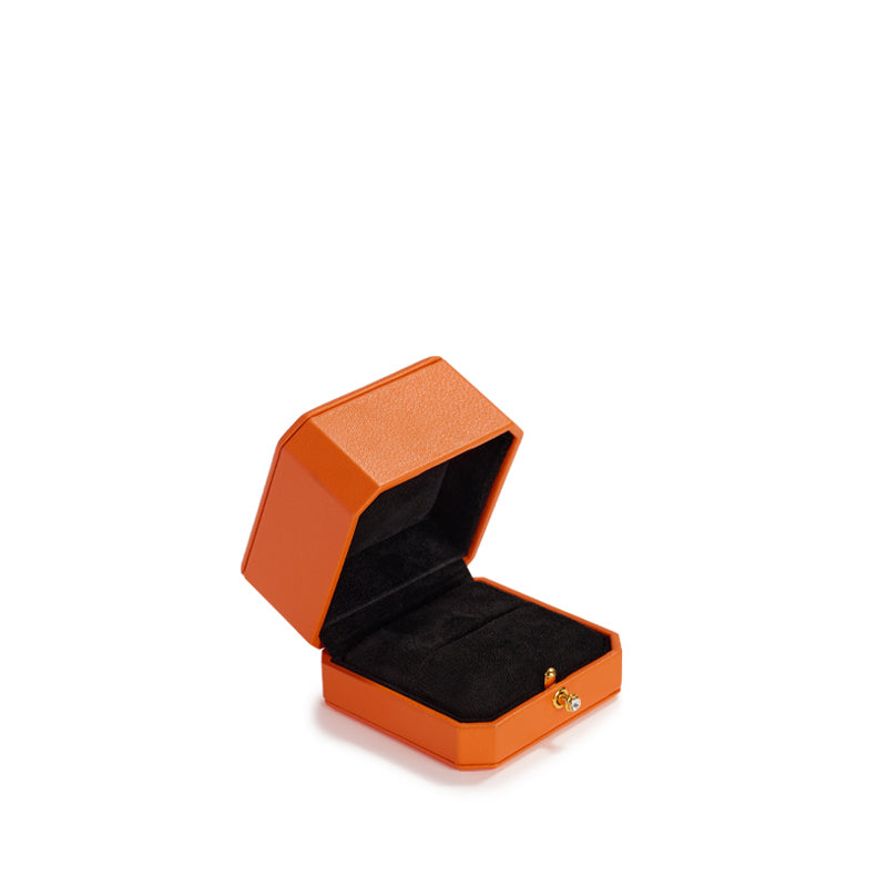 Orange Octagonal Leatherette Jewelry Box H137