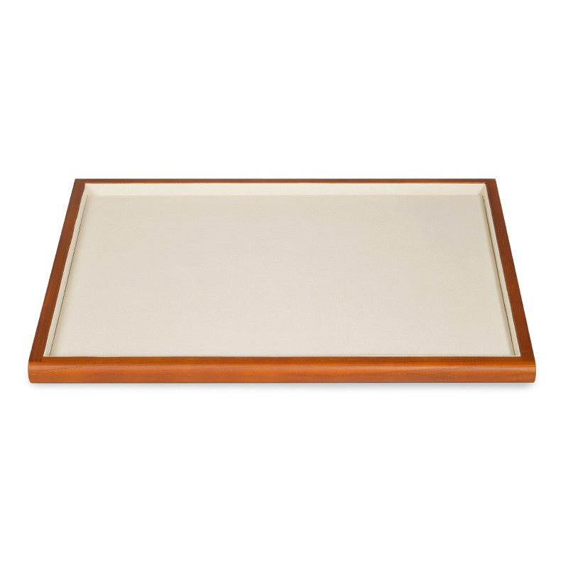 Wood White Microfiber Jewelry Display Tray P082