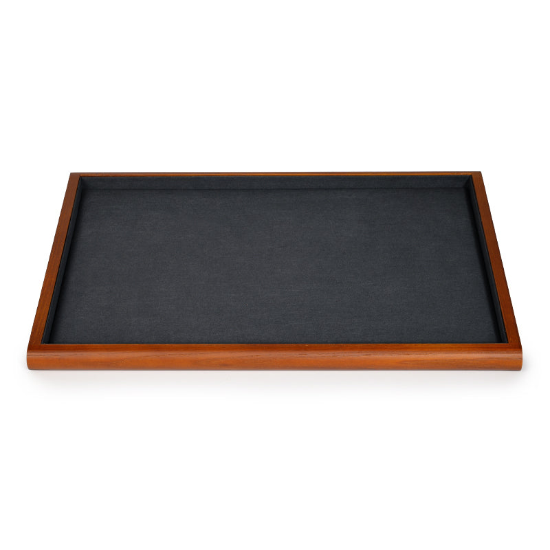 Wood Gray Microfiber Jewelry Display Tray P082