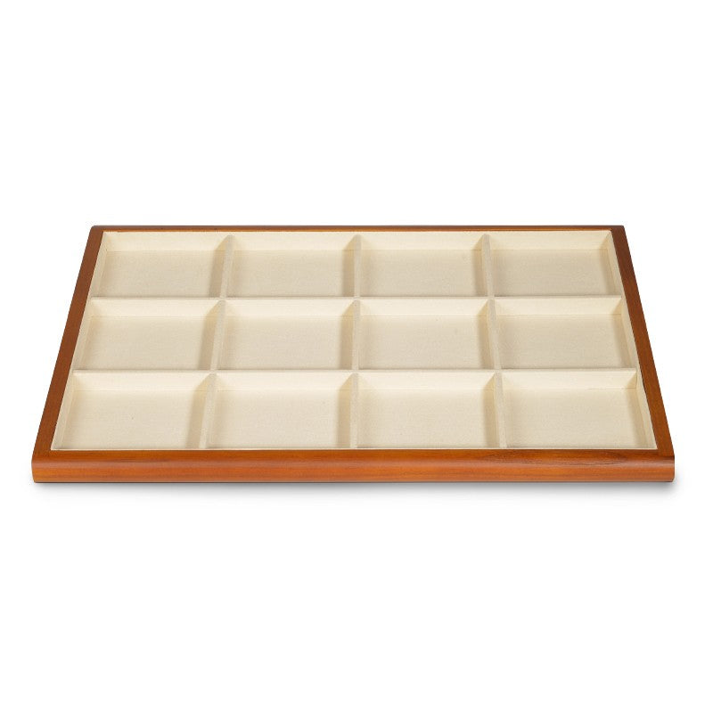 Wood White Microfiber Jewelry Display Tray P082