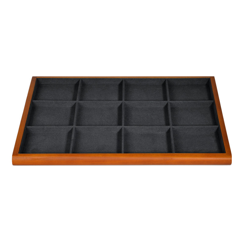 Wood Gray Microfiber Jewelry Display Tray P082