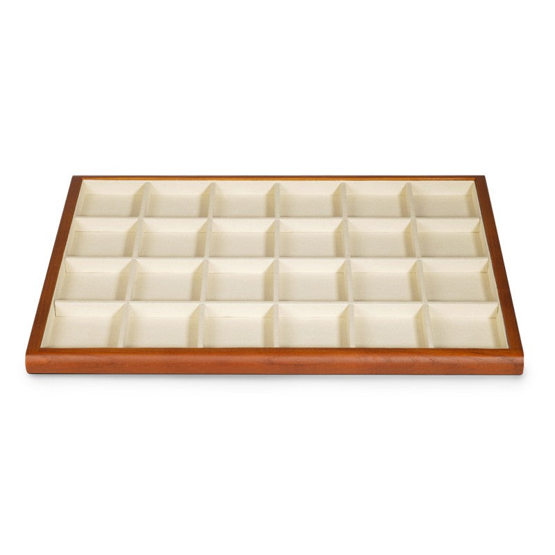 Wood White Microfiber Jewelry Display Tray P082