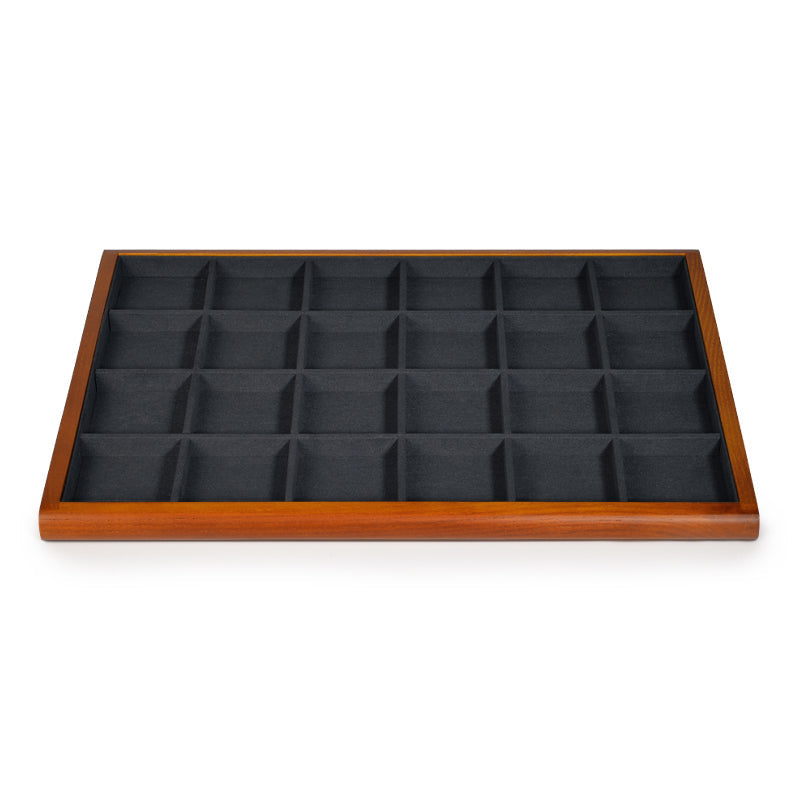 Wood Gray Microfiber Jewelry Display Tray P082