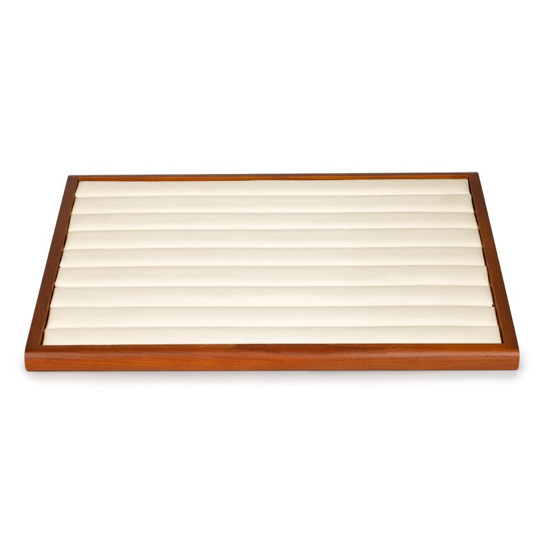 Wood White Microfiber Jewelry Display Tray P082