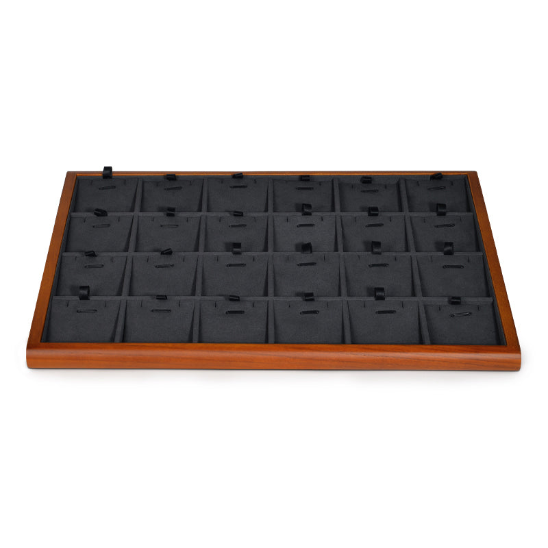 Wood Gray Microfiber Jewelry Display Tray P082