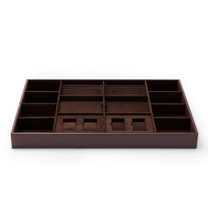 Coffee PU Leather Jewelry Storage Tray P12502