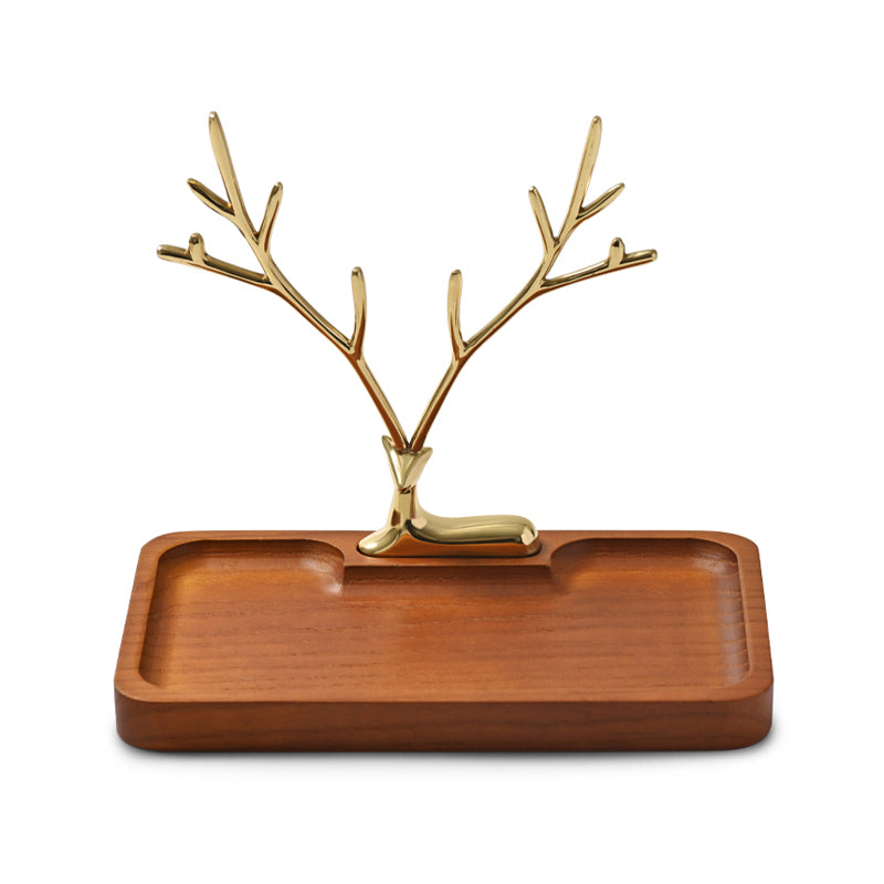 Wood Jewelry Display Tray With Deer Rack SM167